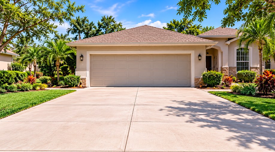 Smooth, level concrete driveway in front of a Pomona home