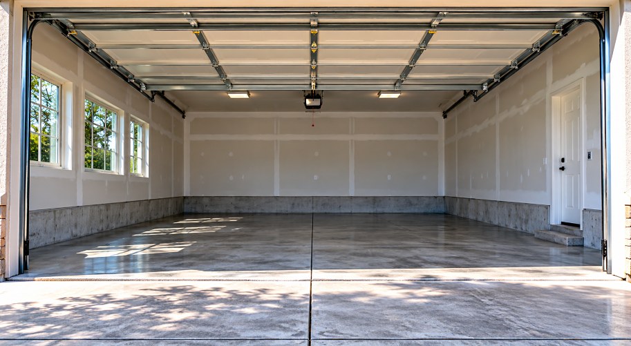 Smooth, level concrete garage floor