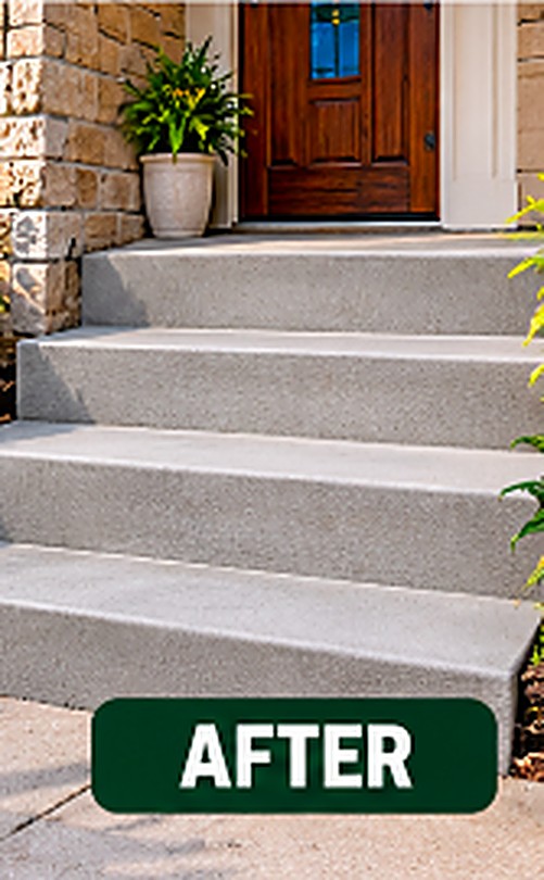 Stairs & Entryway after concrete leveling, smooth and even